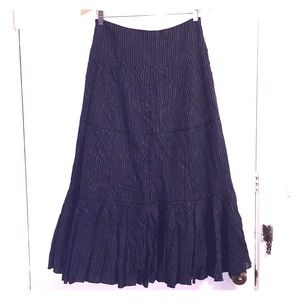 Long Black Pin Striped Skirt